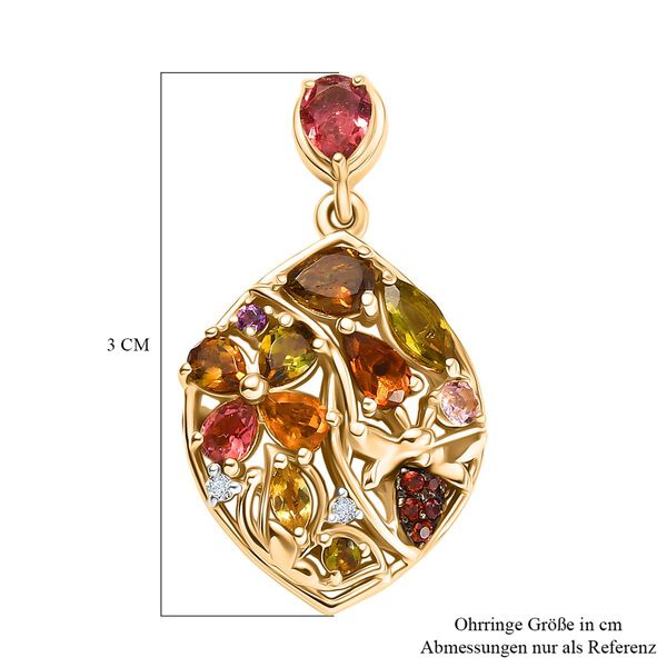 AA Mehrfarbig-Turmalin Ohrringe 925 Silber 750 Gelbgold Vermeil ca. 3,74 ct. image number 7