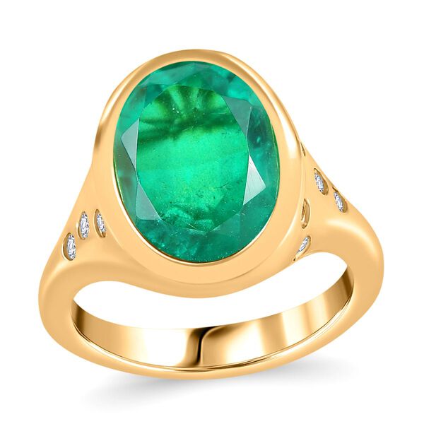 Smaragd Triplett Quarz und Zirkon Ring - 6,81 ct. image number 4