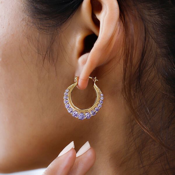 Amethyst Zirkonia Ohrringe Reines Messing vergoldet ca. 4,26 ct. image number 3