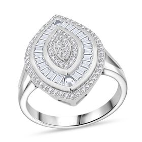 LUSTRO STELLA weißer Zirkonia Cluster Halo Ring