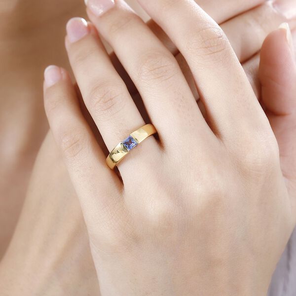 Tansanit Ring 925 Silber 750 Gelbgold Vermeil (Gr&ouml;&szlig;e 17.00) ca. 0,31 ct image number 3