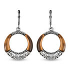 Tigerauge Ohrringe Edelstahl Schwarz oxidiert ca. 7,10 ct