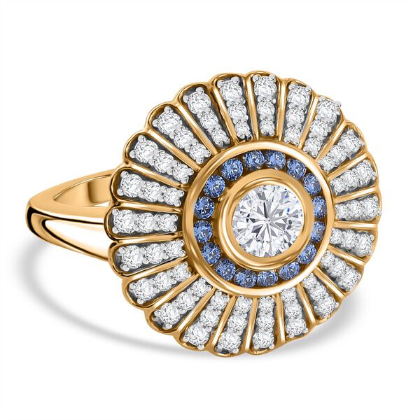 J Francis gefertigt mit SWAROVSKI- Blauer und weißer Swarovski Zirkonia Ring image number 0