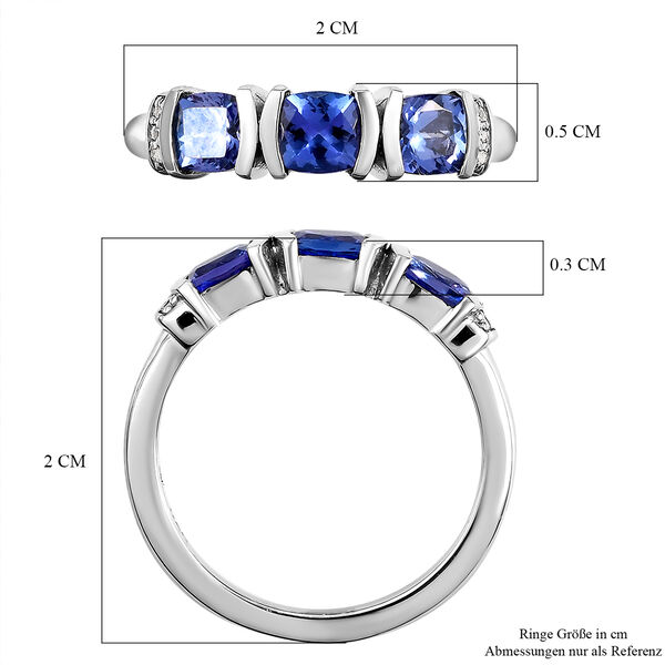 AA Tansanit und wei&szlig;er Zirkon-Ring, 925 Silber platiniert  ca. 0,97 ct image number 7