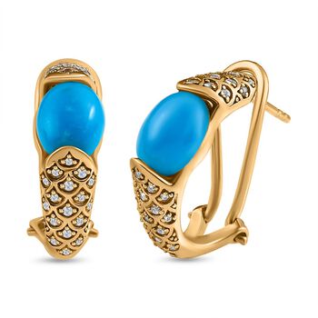 AA Sleeping Beauty T&uuml;rkis und Zirkon Ohrringe - 4,09 ct.