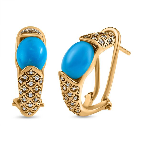 AA Sleeping Beauty T&uuml;rkis und Zirkon Ohrringe - 4,09 ct.