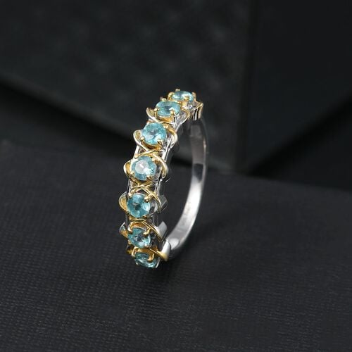 D’joy Paraiba-Apatit Ring 925 Silber platiniert und vergoldet (Größe 20.00) ca. 0,90 ct image number 1