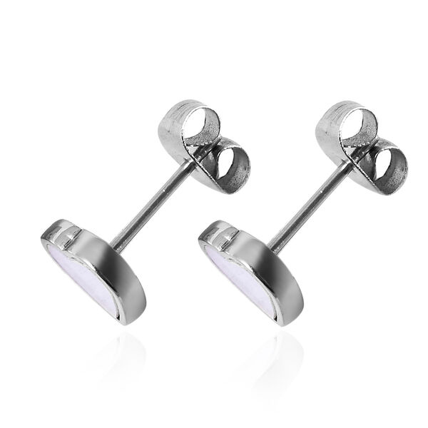 2er-Set Wei&szlig;es Perlmutt Ohrstecker und Anh&auml;nger mit Kette ca. 50 cm in Edelstahl image number 5