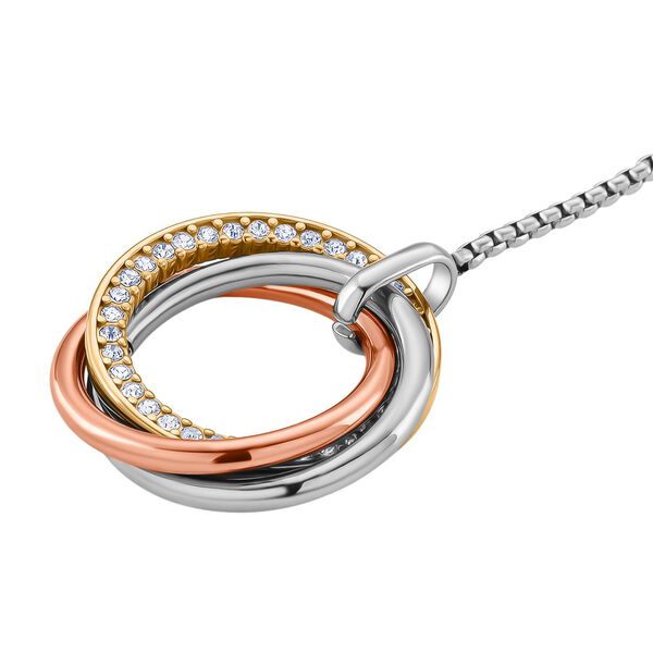 Weißer Kristall Halskette ca. Flexibles cm Reiner Edelstahl Tricolor image number 2