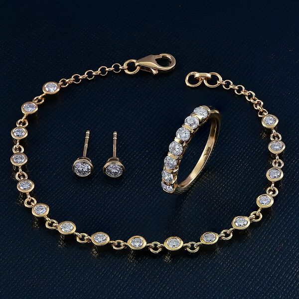 LUXURIANT Labor Diamant Schmuckset, 925 Silber 750 Gelbgold Vermeil - 2,80 ct. image number 1