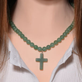 Gr&uuml;ner Aventurin Halskette, ca. 50 cm, ca. 265.00 ct