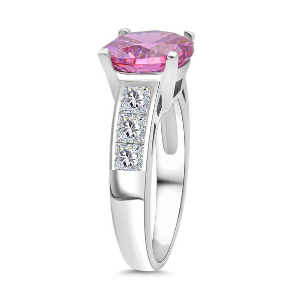 Lustro Stella Rosa Saphir-Farbener Zirkonia, Weißer Zirkonia Ring 925 Silber rhodiniert (Größe 21.00) image number 4