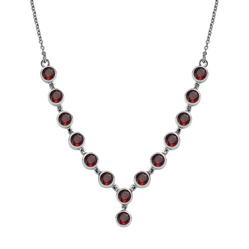 Roter Granat Halskette ca. 45 cm Edelstahl ca. 6,89 ct. image number 0