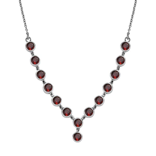 Roter Granat Halskette ca. 45 cm Edelstahl ca. 6,89 ct. image number 0