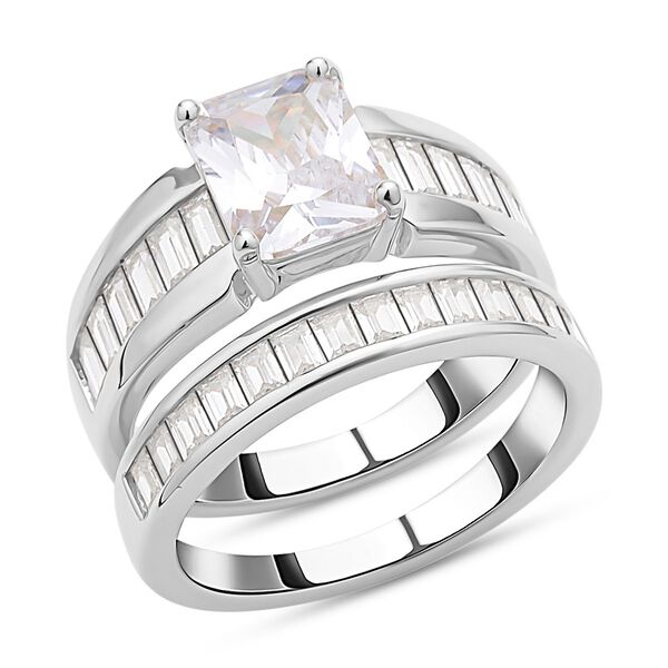 Wei&szlig;er Zirkonia, 2 Ringe im Schmuckset, Messing ca. 8,10 ct image number 3