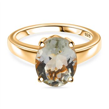 Prasiolith Ring, 925 Silber vergoldet (Gr&ouml;&szlig;e 17.00) ca. 3.37 ct
