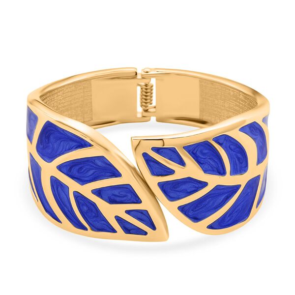 Emaille-Armband in Dunkelblau mit Blattmuster, ca. 17 cm image number 4