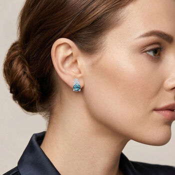 D'Joy AA blaue und wei&szlig;e Zirkon Ohrringe - 1,70 ct.