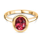 Lab Created Padparadscha-Saphir Ring 925 Silber 750 Gelb Vergoldet (Größe 20.00) ca. 2.51 ct