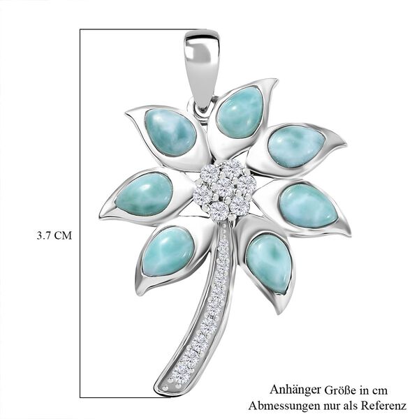 AA nat&uuml;rlicher gr&uuml;ner Larimar und Zirkon-Anh&auml;nger - 4,46 ct. image number 6