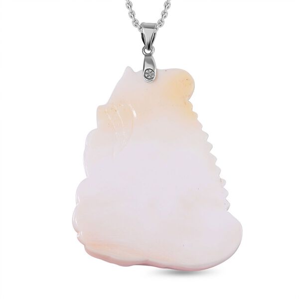 Geschnitzter rosa Königsmuschel Perle-Anhänger mit 50cm Kette, Floral image number 3