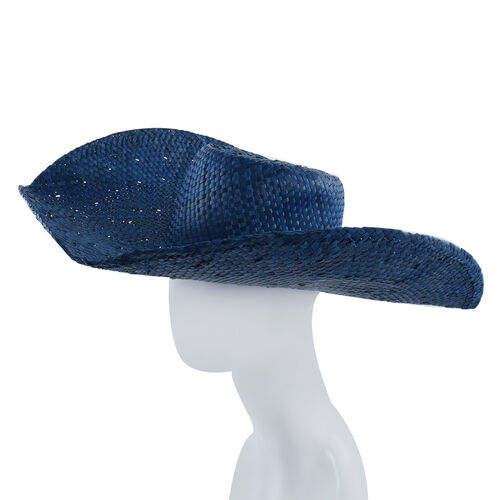Gewebter Pandan Strohhut - Uni-Blau image number 1