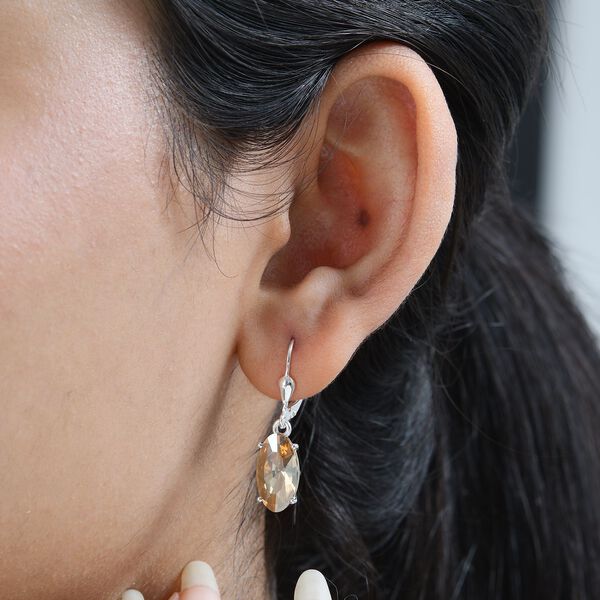 Goldener Schatten Kristall Ohrringe, 925 Silber image number 3