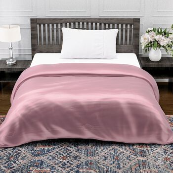 Serenity Night - 100% Bambus-Steppdecke mit Bambusf&uuml;llung und 2er-Set Bambus-Kissenbez&uuml;ge Rosa