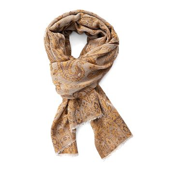 Luxuri&ouml;ser Merino-Seide Jacquard-Schal, 70x200cm, Aprikose