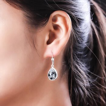 Nat&uuml;rliche Yooperlith-Ohrringe, 925 Silber platiniert ca. 10.21 ct