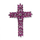 Rhodolith Granat Kreuz Anhänger, 925 Silber platiniert, ca. 9.88 ct