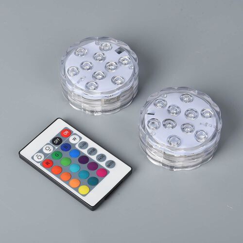 2er-Set LED-Farbwechsel-Unterwasserlicht mit Fernbedienung image number 0