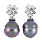 Tahiti Perle ( 9-10 mm ) Ohrringe, 925 Silber platiniert