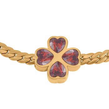 Roter Kristall Schmuckset Reiner Edelstahl IP-Gelbbeschichtung