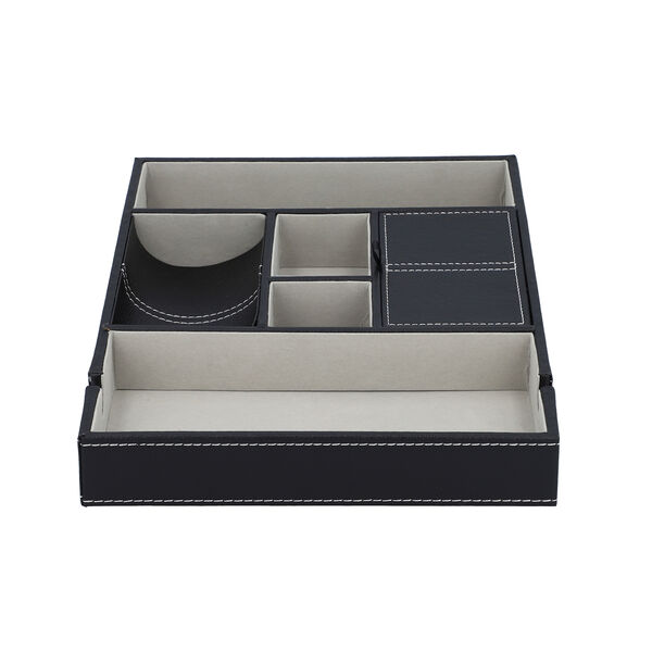 Schreibtisch Organizer mit 6 Fächern, Smartphone und Brillenfach, Schwarz image number 2