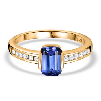 AA Tansanit und Moissanit Ring in 375 Gold - 1,37 ct.