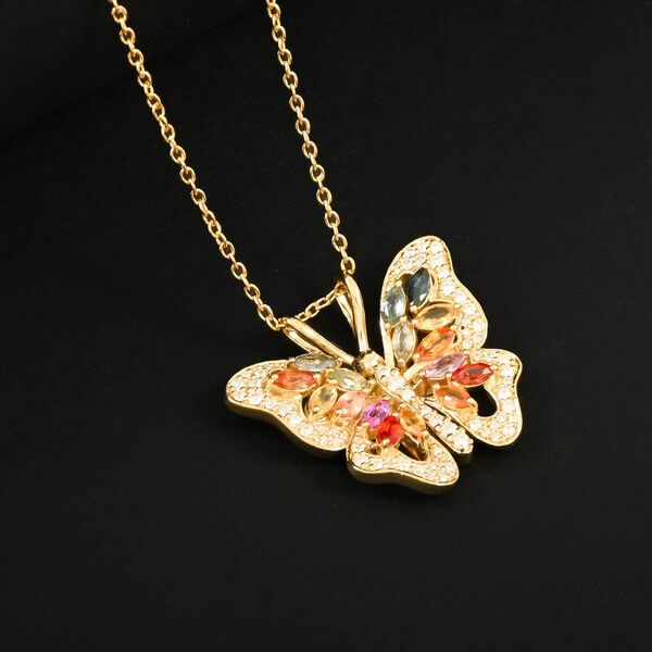 Clarte Flutter Kollektion- Multi Saphir und Moissanit Anh&auml;nger mit 45cm Kette - 1,63 ct. image number 1