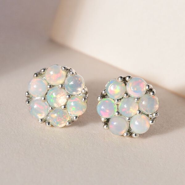 Nat&uuml;rlicher, &auml;thiopischer Opal Cluster Ohrstecker, 925 Silber platiniert, ca. 0,88 ct image number 2