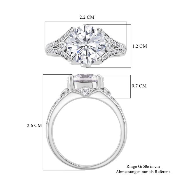 Weißer Zirkonia Ring Nickelfreies Messing rhodiniert (Größe 21.00) image number 6