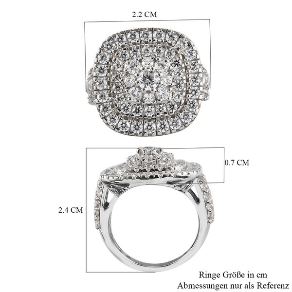LUSTRO STELLA Hergestellt mit ZIRKONIA Cluster Ring 925 Silber Platin-&Uuml;berzug (Gr&ouml;&szlig;e 16.00) ca. 4,32 ct image number 6