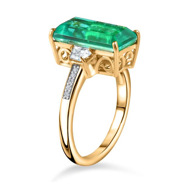 Smaragd Quarz Triplett und Zirkon Ring - 5,30 ct. image number 5