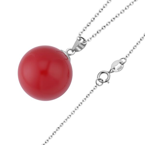 Muschelkernperle Schmuckset, Rot, 925 Silber rhodiniert, Edelstahl Kette image number 4