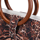 Handtasche mit Holzgriff, Tiger Muster, Größe 32x12x29cm, Braun image number 5