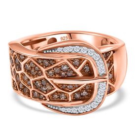 Natürlicher Champagner Diamant Ring 925 Silber 750 Roségold Vermeil (Größe 18.00) ca. 0,50 ct