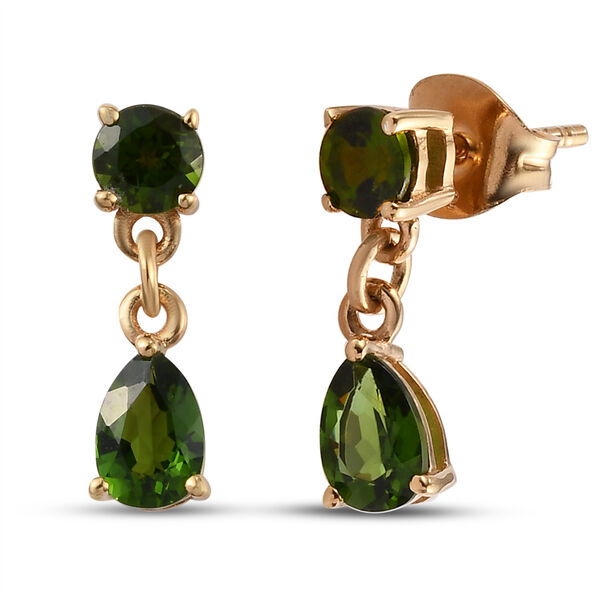 Nat&uuml;rlicher Chromdiopsid Ohrh&auml;nger 925 Silber vergoldet ca. 1,49 ct&nbsp;