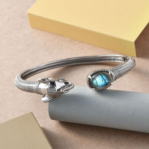 Labradorit-Armreif, ca. 19 cm, Edelstahl ca. 7,25 ct image number 2