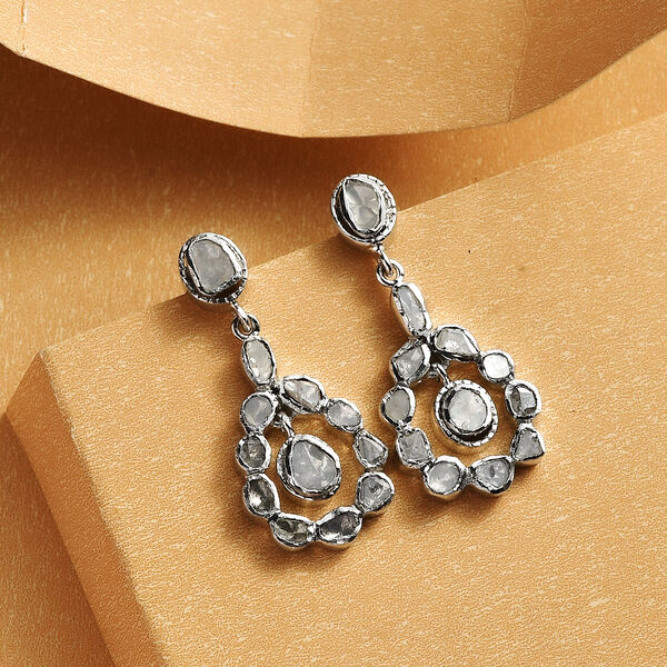 Handgearbeitete, nat&uuml;rliche Polki Diamant-Ohrringe - 1,50 ct. image number 1