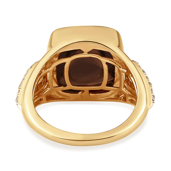 Rauchquarz und weißer Zirkon Ring, 925 Silber vergoldet (Größe 17.00) ca. 10.71 ct image number 5