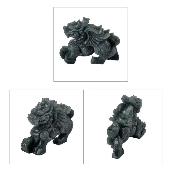 Qi-Lin Figur aus Olmec Jadeit, naturbelassene Schnitzarbeit, ca. 8-9 cm image number 2