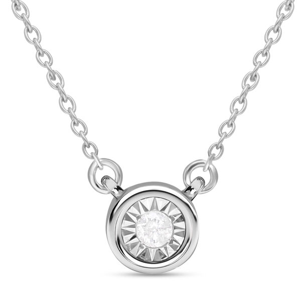 Wei&szlig;er Diamant Halskette, ca. 45 cm, 925 Silber platiniert, ca. 0.05 ct